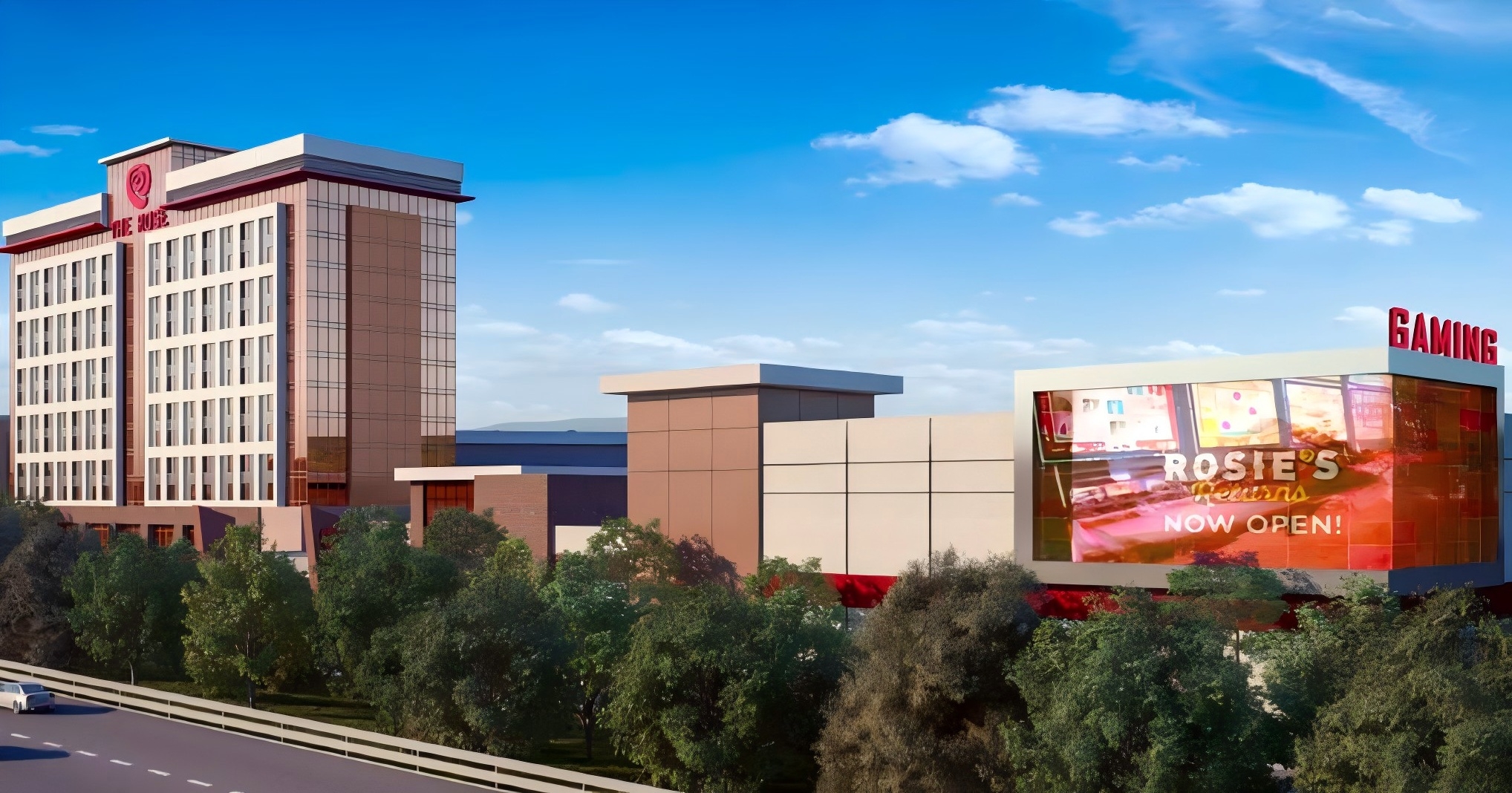 Wide view of The Rose Gaming Resort complex in Dumfries, Virginia